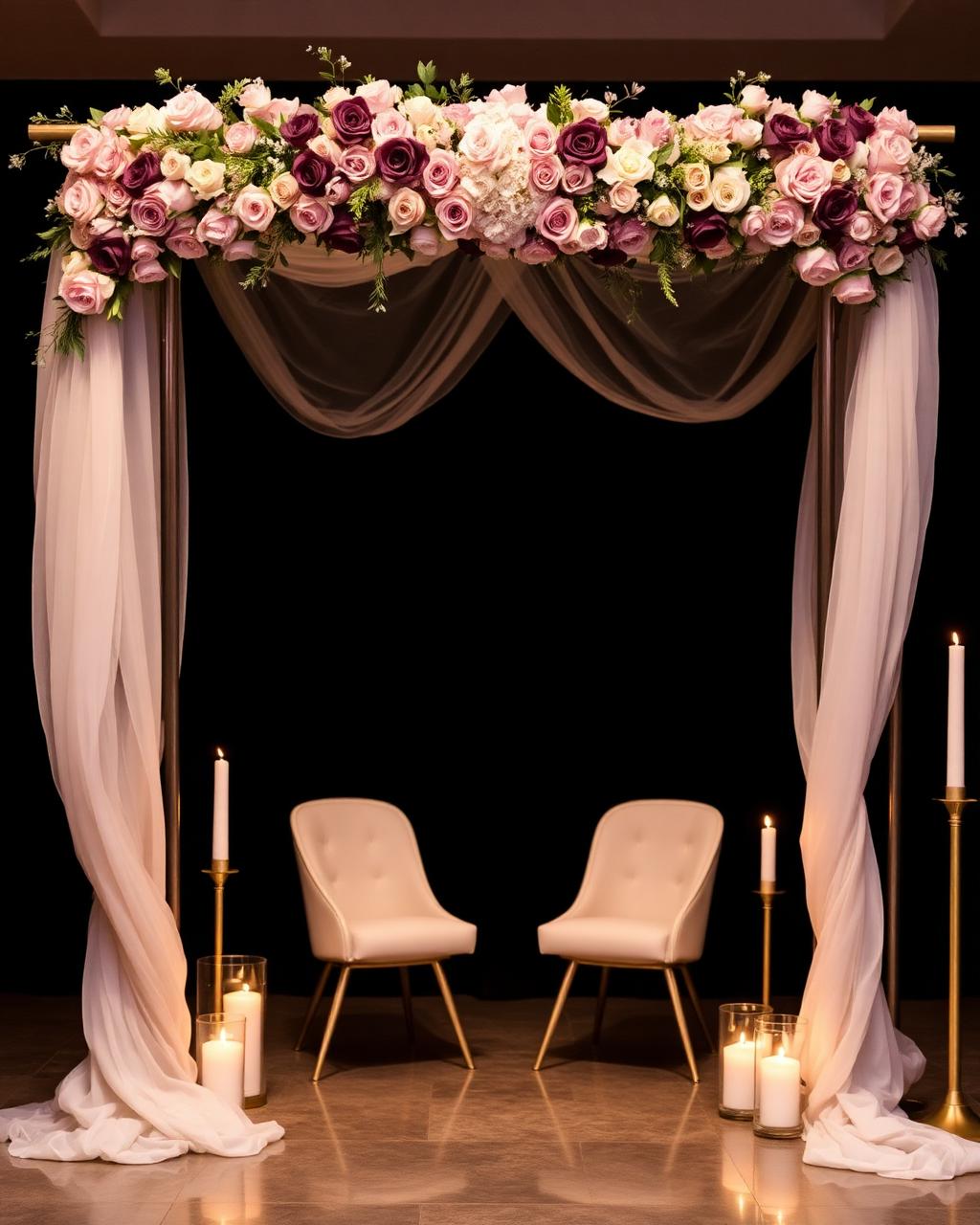 Romantic floral ceremony arch